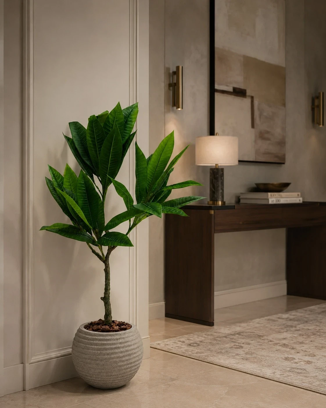 Arranjo de Folhagem Tropical Verde 1 m em Vaso Texturizado 2