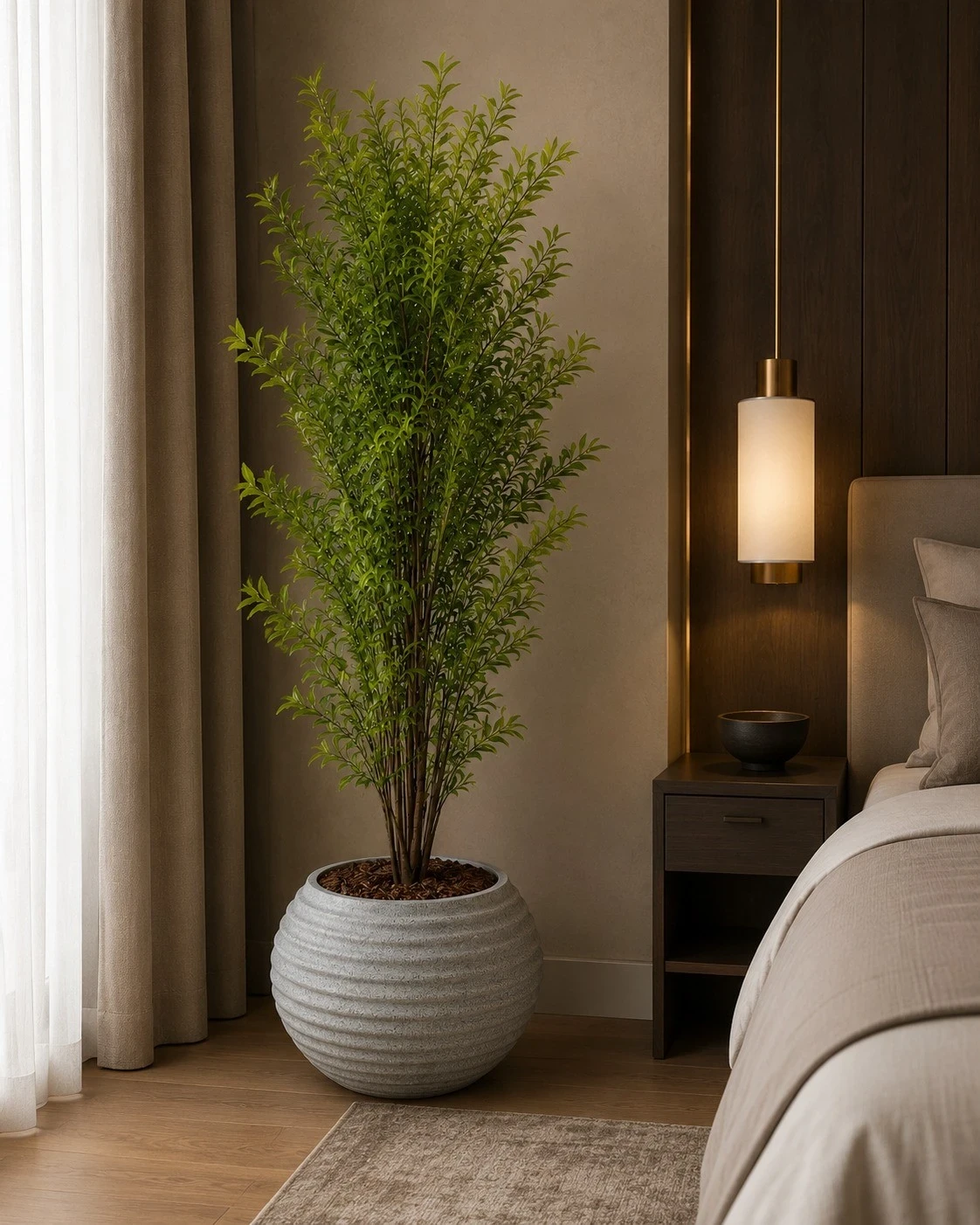Arranjo de Folhagem Verde Vertical 1,90 m em Vaso Texturizado 2