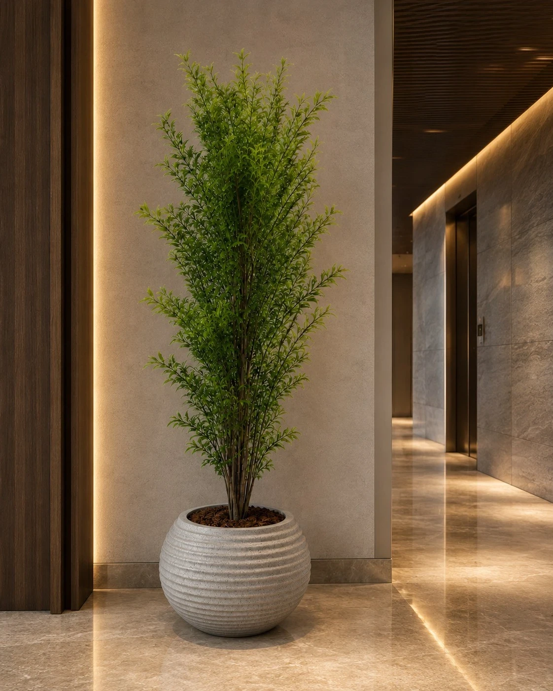 Arranjo de Folhagem Verde Vertical 1,90 m em Vaso Texturizado 4