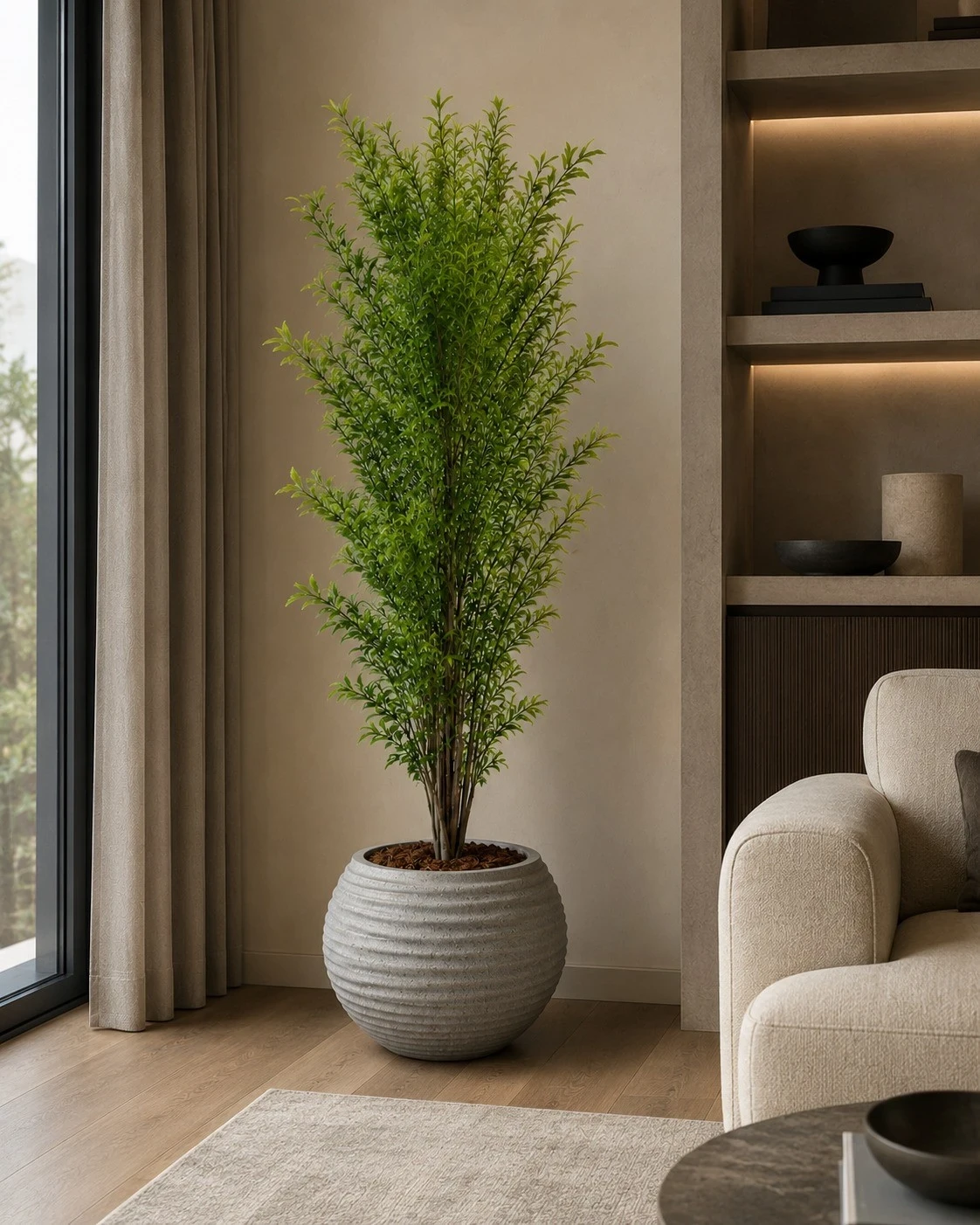 Arranjo de Folhagem Verde Vertical 1,90 m em Vaso Texturizado 5