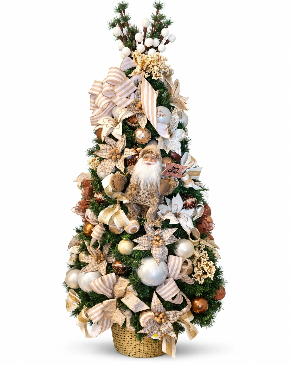 Árvore de Natal Bosque Champagne com Papai Noel 1,80 m 5