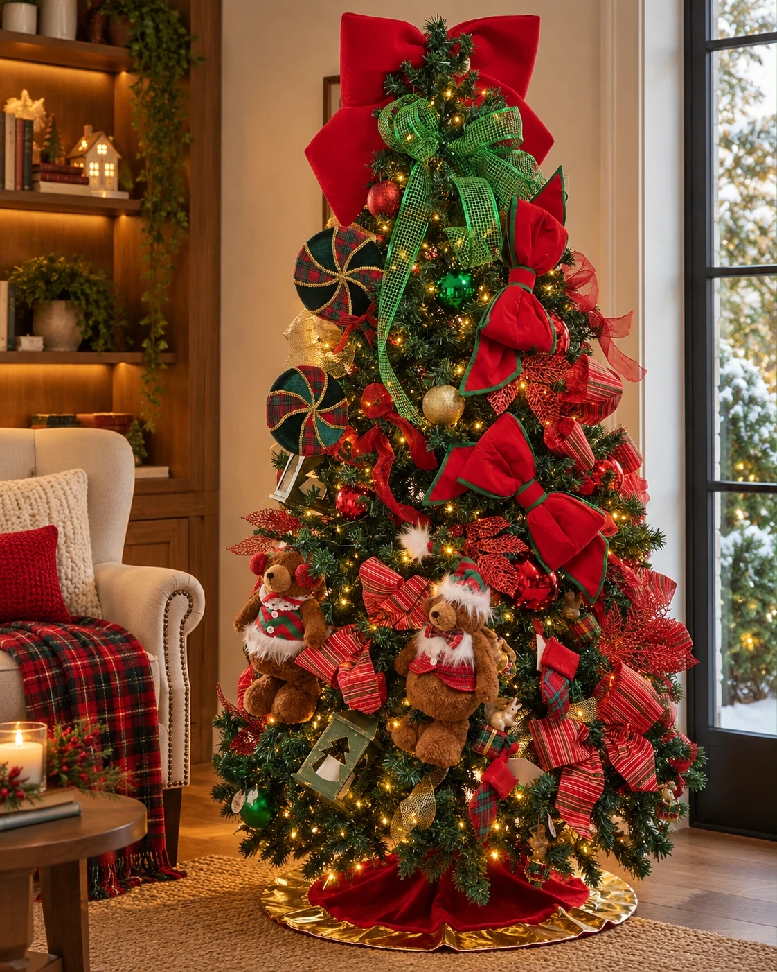 Árvore de Natal Decorada Completa Tradicional com Ursos2,05m 1