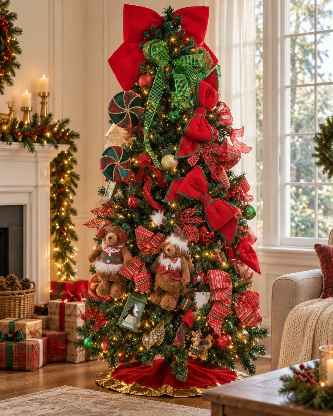 Árvore de Natal Decorada Completa Tradicional com Ursos2,05m 3