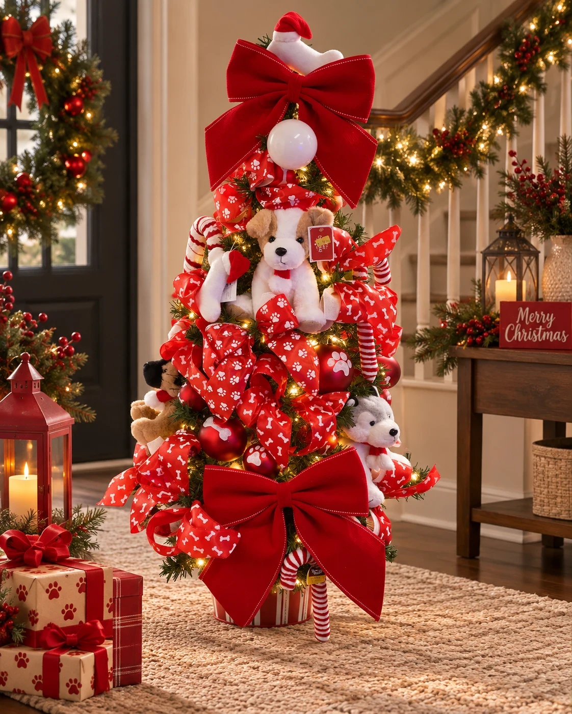 Árvore de Natal Decorada Pet Cães 1,10m 1