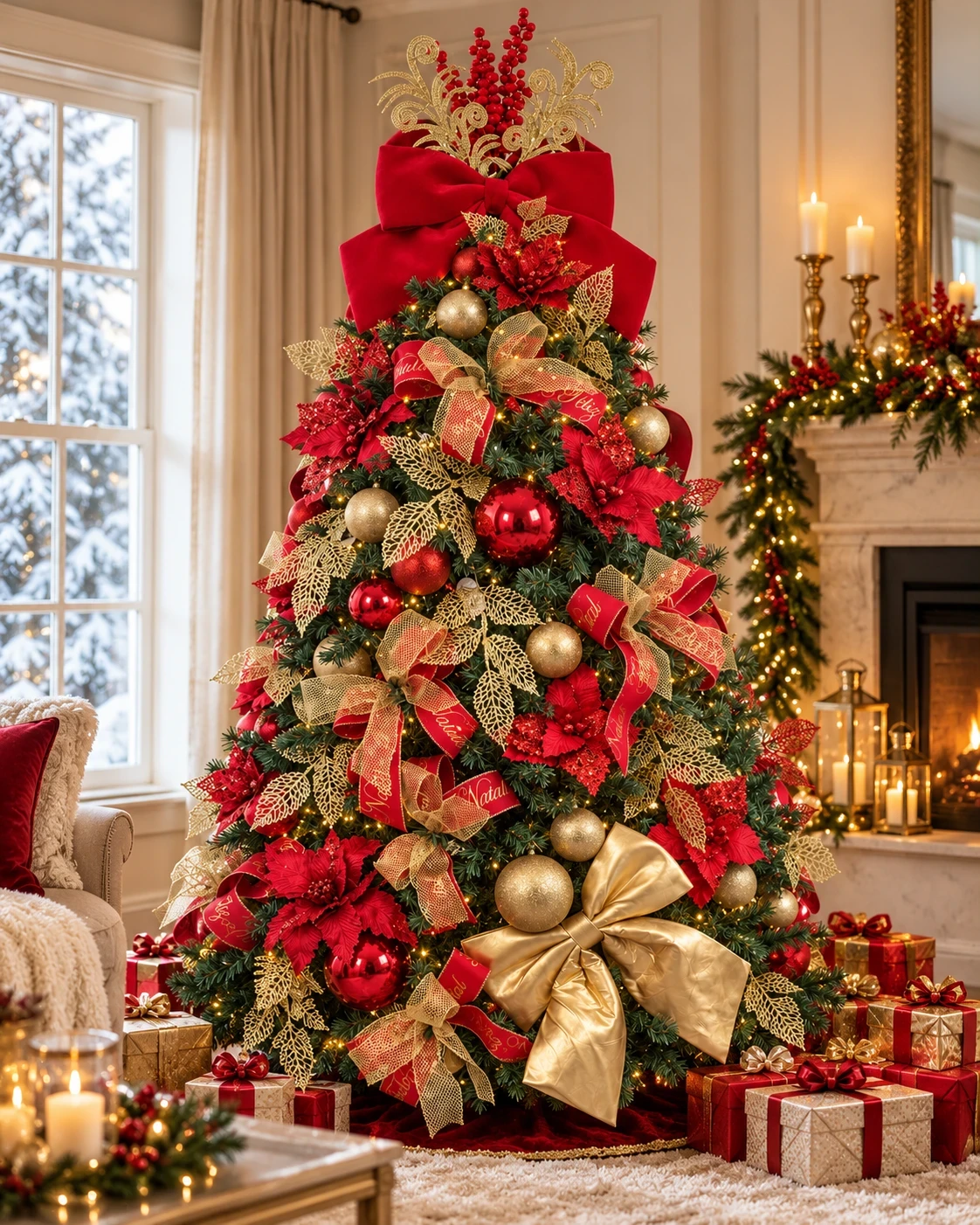 Árvore de Natal Majestade Rubi e Dourado 2,10 m 180° 1