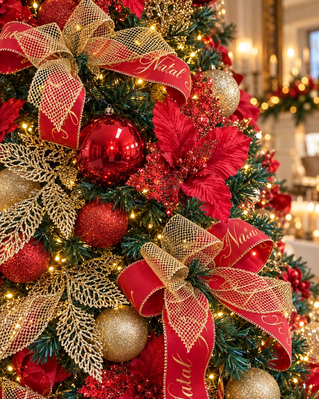 Árvore de Natal Majestade Rubi e Dourado 2,10 m 180° 3