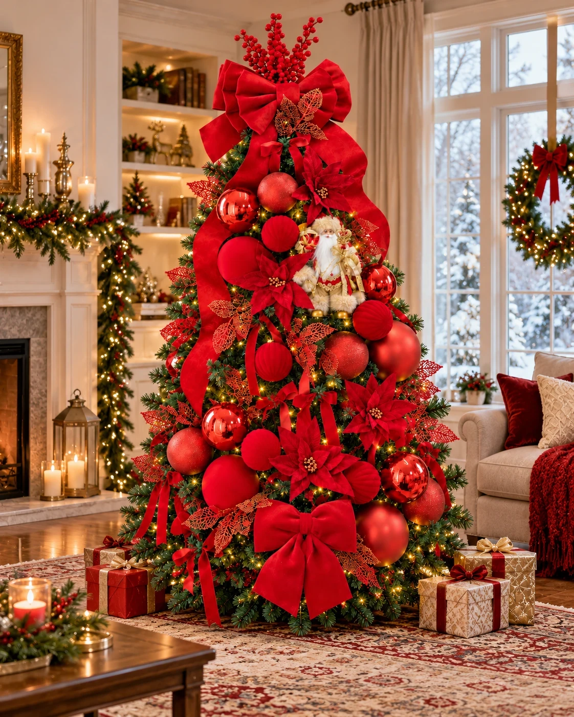 Árvore de Natal Rubi Imperial com Papai Noel 2,10 m 180°