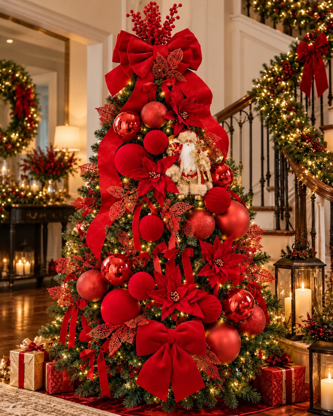 Árvore de Natal Rubi Imperial com Papai Noel 2,10 m 180° 2