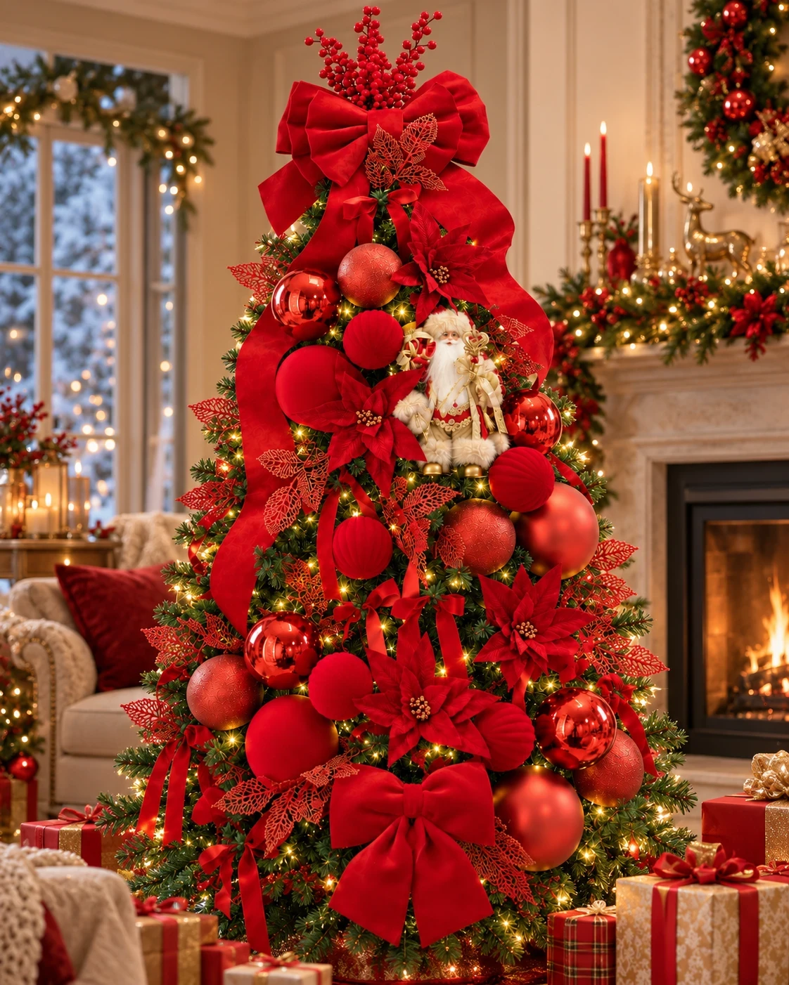 Árvore de Natal Rubi Imperial com Papai Noel 2,10 m 180° 4