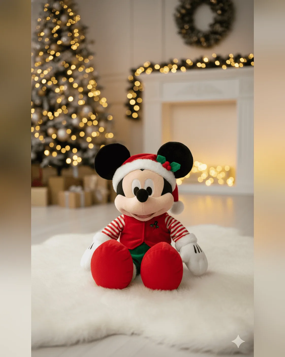 Boneco Pelúcia Mickey Natalino de Corpo Inteiro com Roupa Festiva 50cm 2