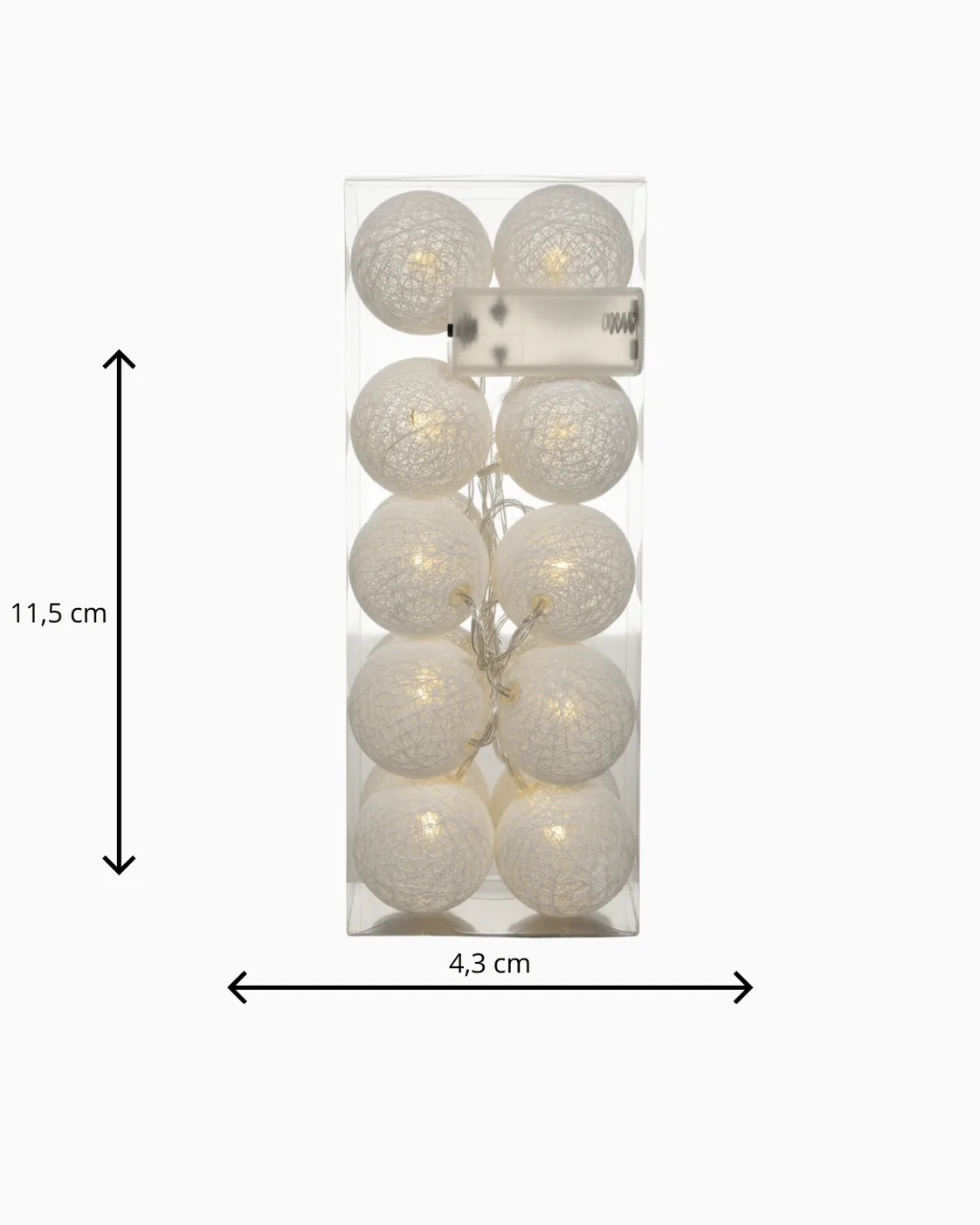 Cordão Pisca-Pisca Cordão de Luz 10 Bolas de Linha LED Branco Quente a Pilha 6cm 3