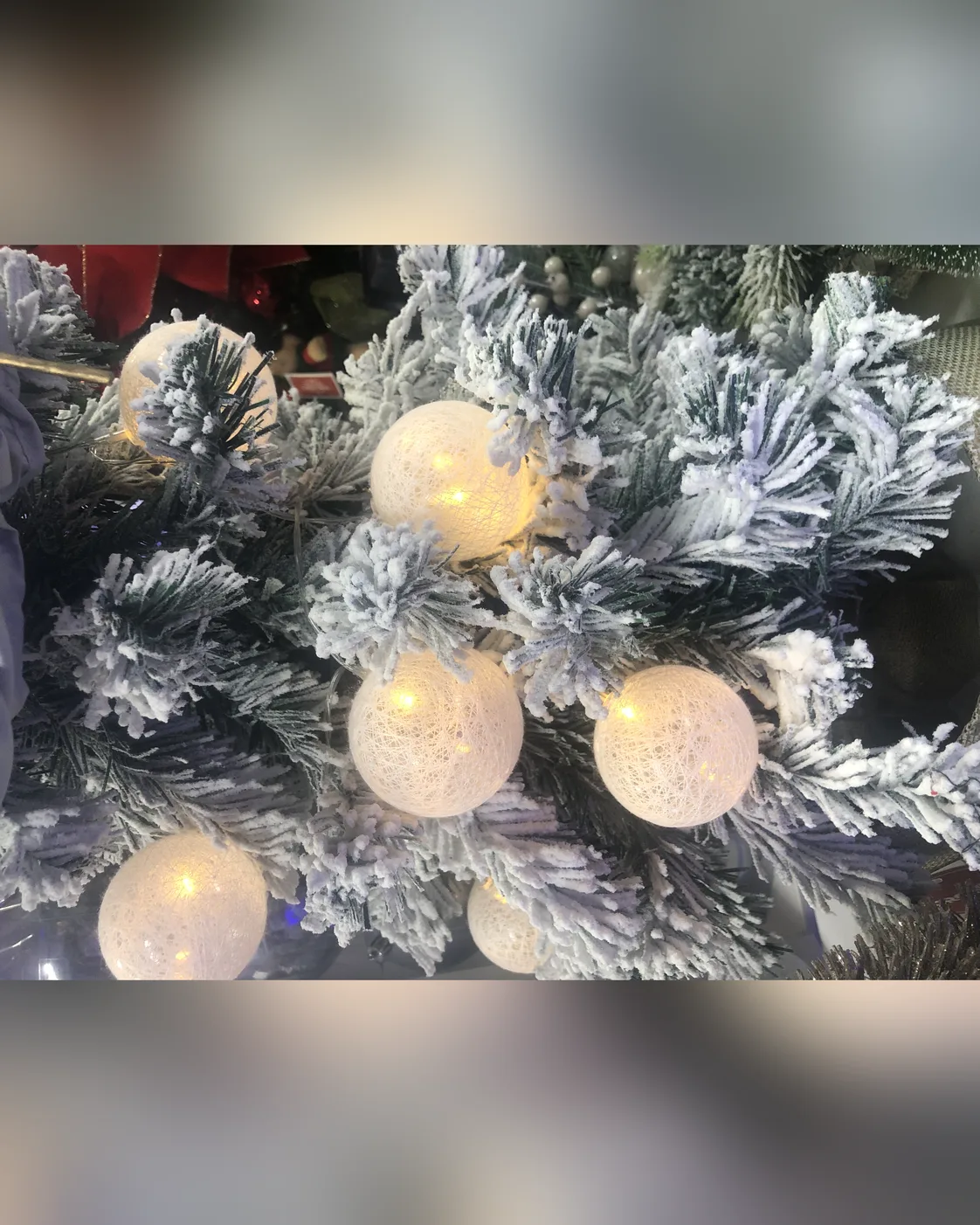 Cordão Pisca-Pisca Cordão de Luz 10 Bolas de Linha LED Branco Quente a Pilha 6cm 4