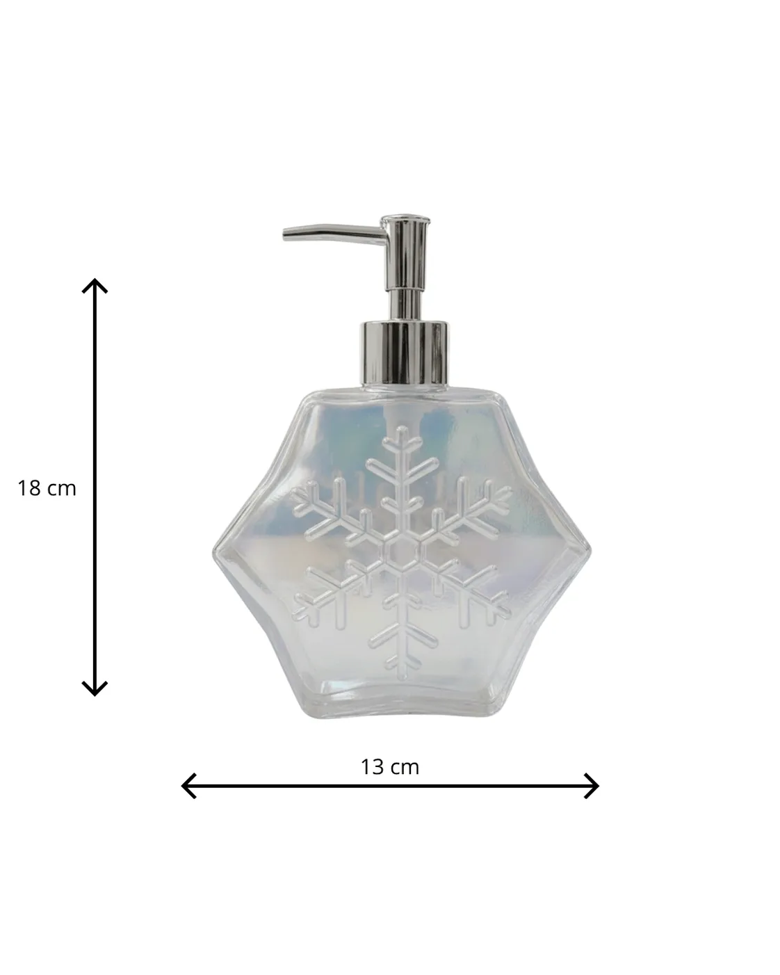 Dispenser Decorativo para Sabonete Líquido Floco de Neve Prata 18cm 2