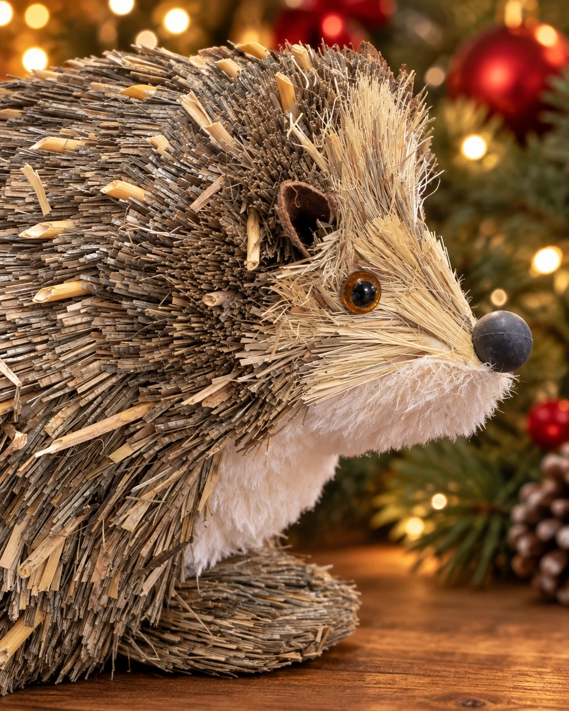 Enfeite Decorativo de Natal Porco-Espinho de Palha real 24cm 3