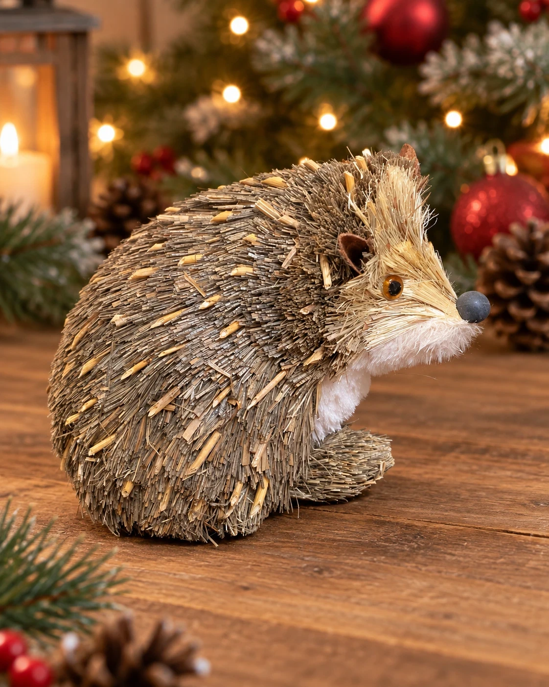 Enfeite Decorativo de Natal Porco-Espinho de Palha real 24cm 4