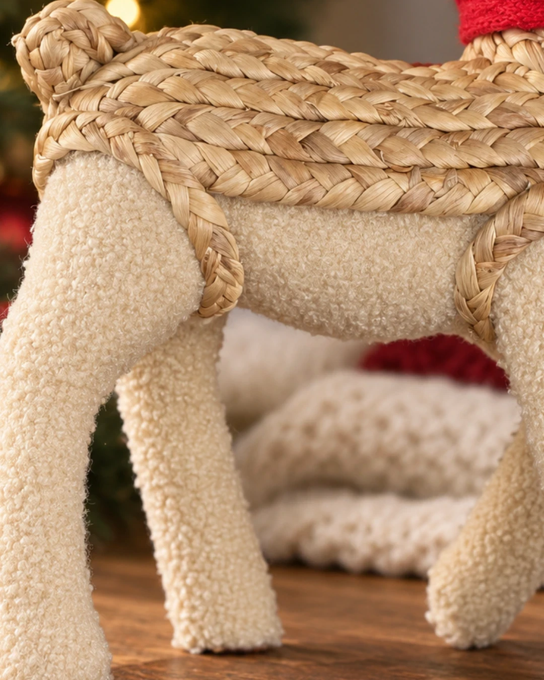 Enfeite Decorativo de Natal Rena de Palha com Cachecol 36cm 3