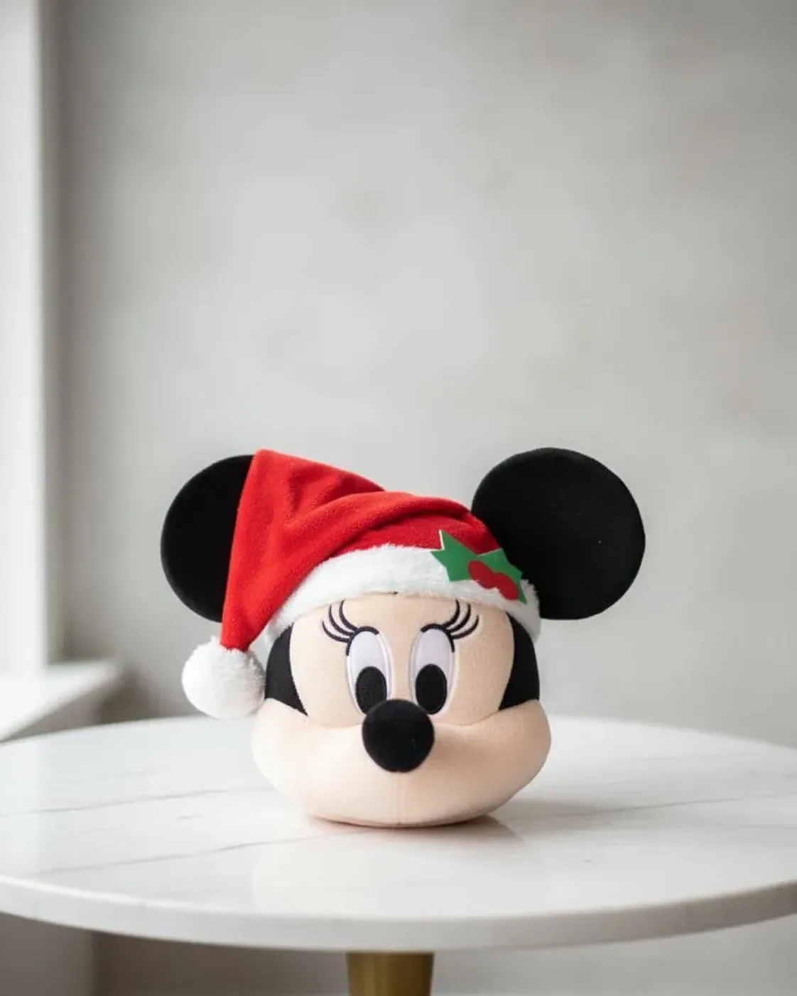Enfeite Decorativo Pelúcia Cabeça da Minnie com Gorro de Natal 20cm 2