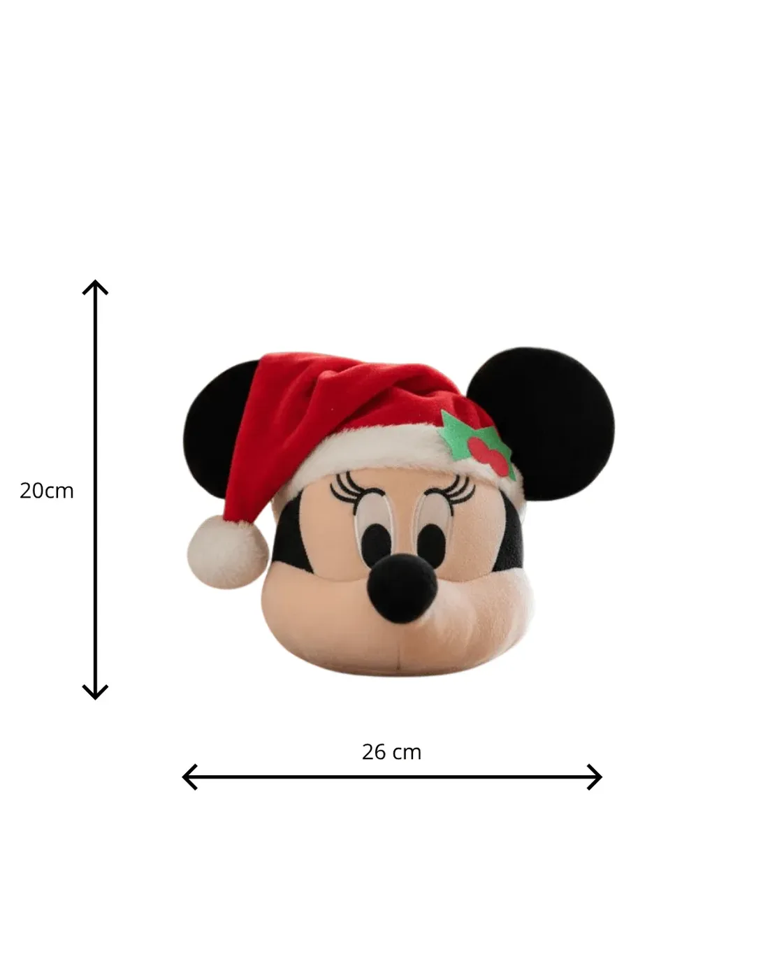 Enfeite Decorativo Pelúcia Cabeça da Minnie com Gorro de Natal 20cm 3