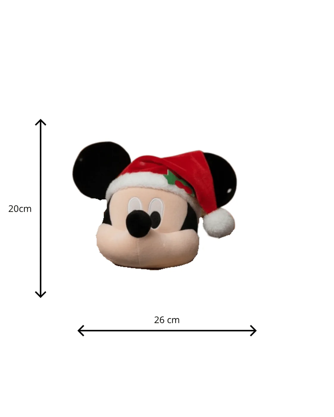 Enfeite Decorativo Pelúcia Cabeça do Mickey com Gorro de Natal 20cm 2