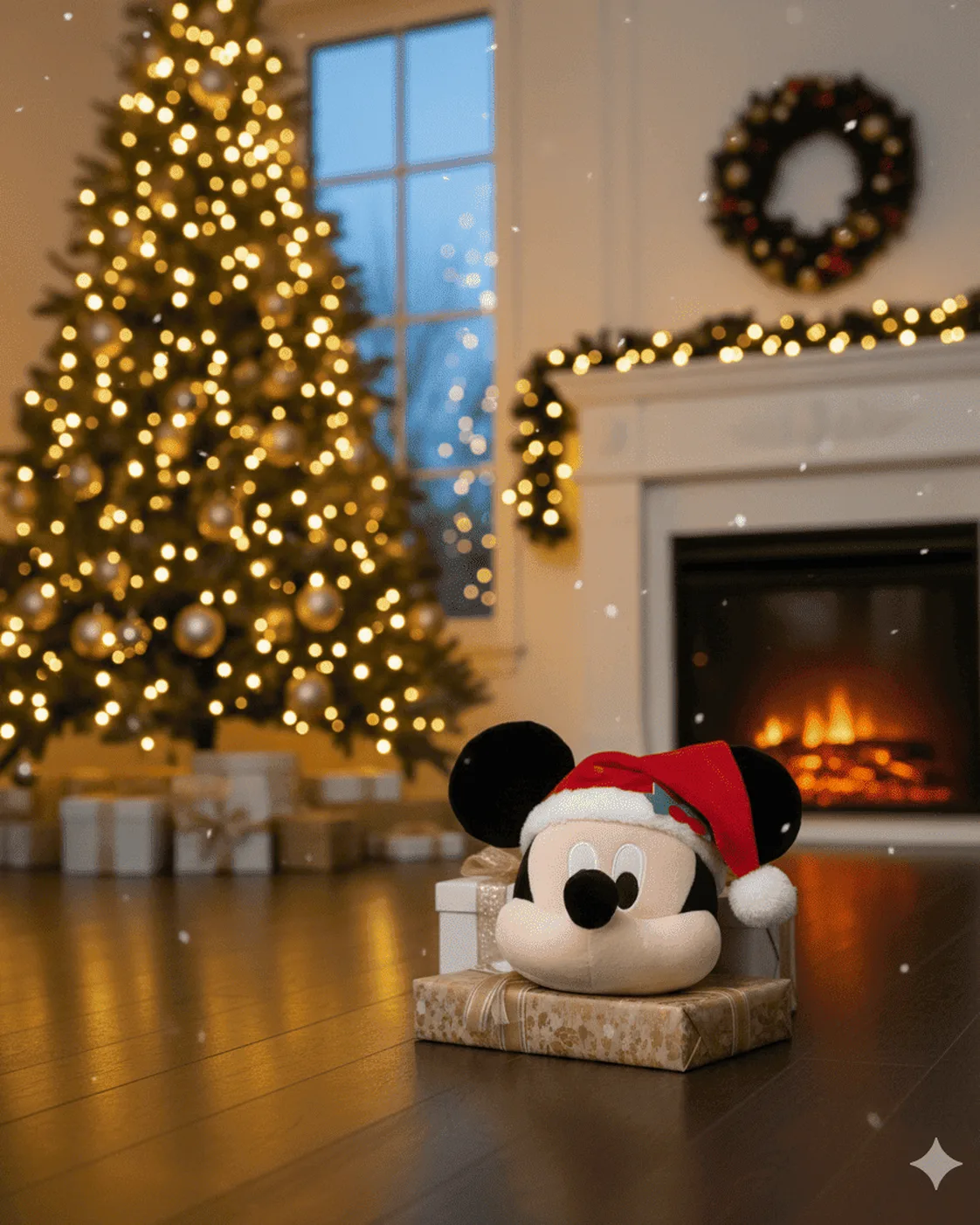 Enfeite Decorativo Pelúcia Cabeça do Mickey com Gorro de Natal 20cm 3