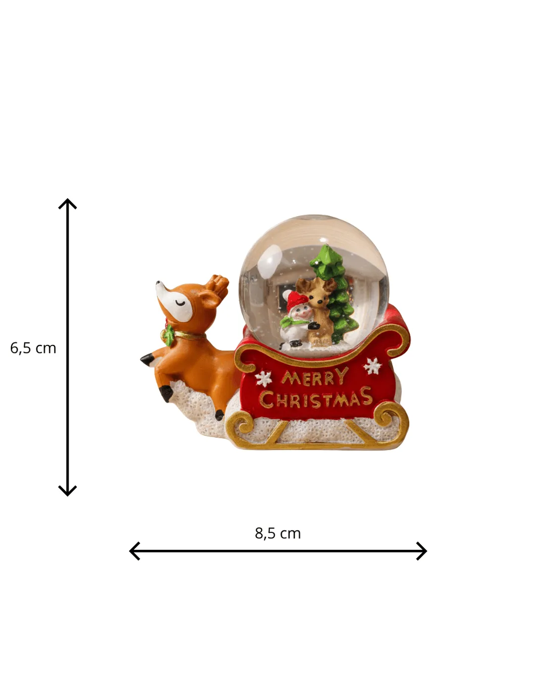 Globo de Neve Trenó de Natal com Rena 7cm 3