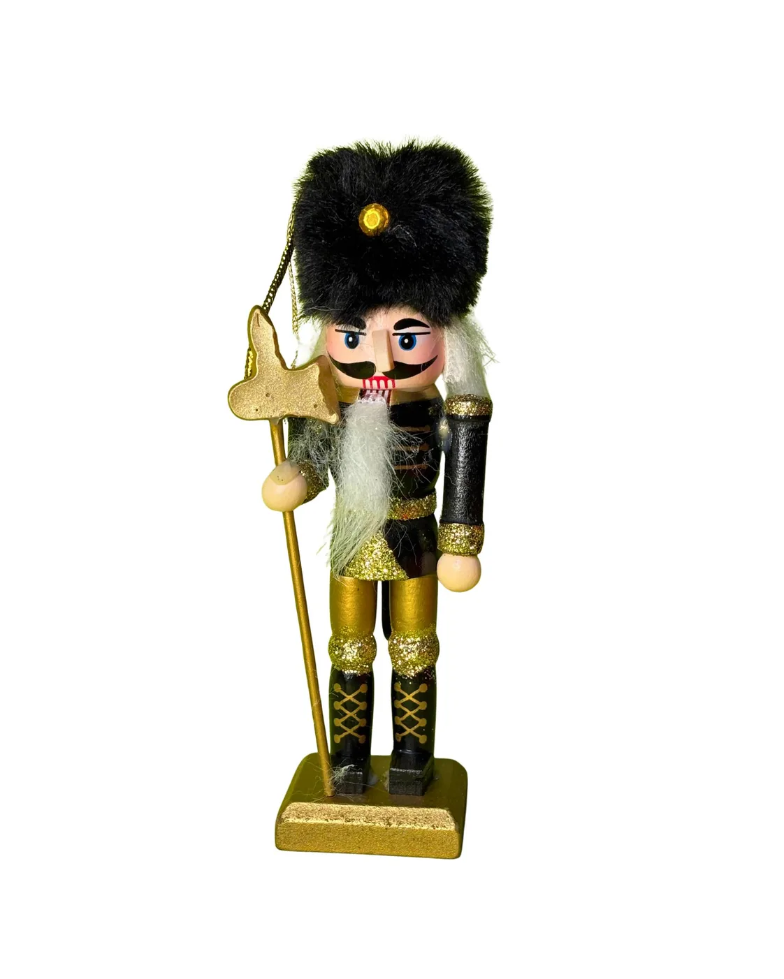 Kit 4 Soldados Quebra-Nozes - Madeira Preto e Dourado com Glitter - 12cm Casa Feliz 4