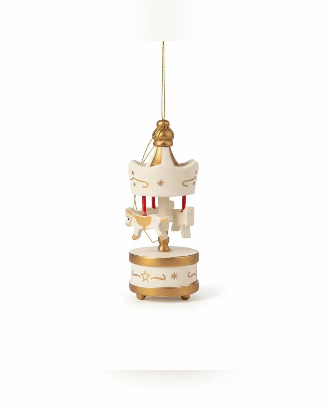 Kit 6 Mini Carrosséis de Natal Branco e Dourado 8 cm 4