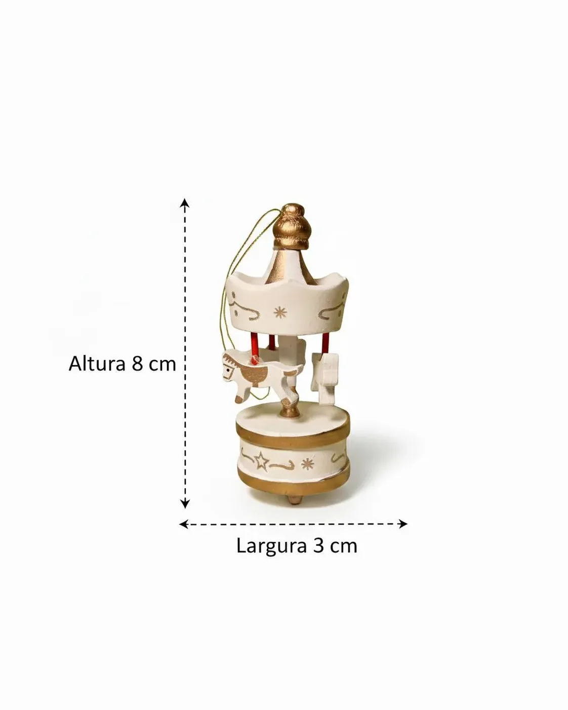 Kit 6 Mini Carrosséis de Natal Branco e Dourado 8 cm 5