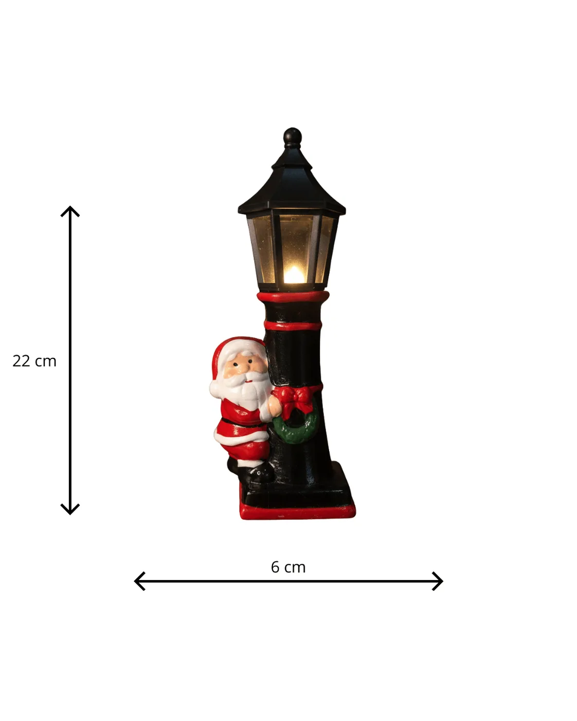 Luminária Decorativa de Mesa Poste de Natal com Papai Noel e LED 24cm 2