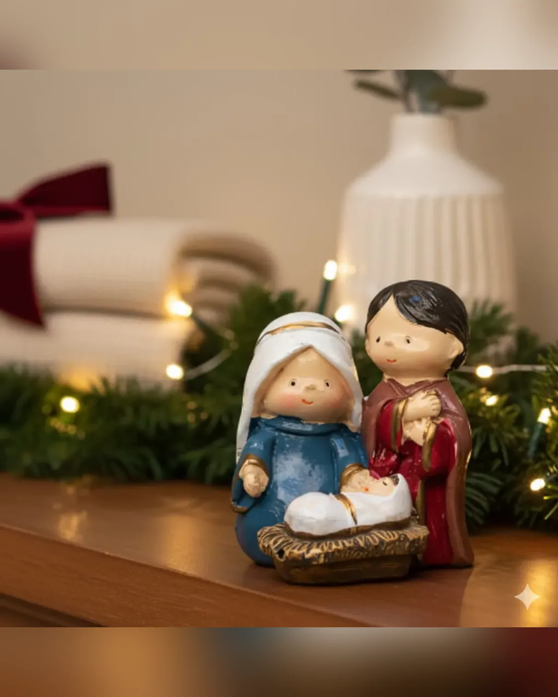 Mini Presépio Sagrada Família Infantil Resina 7cm