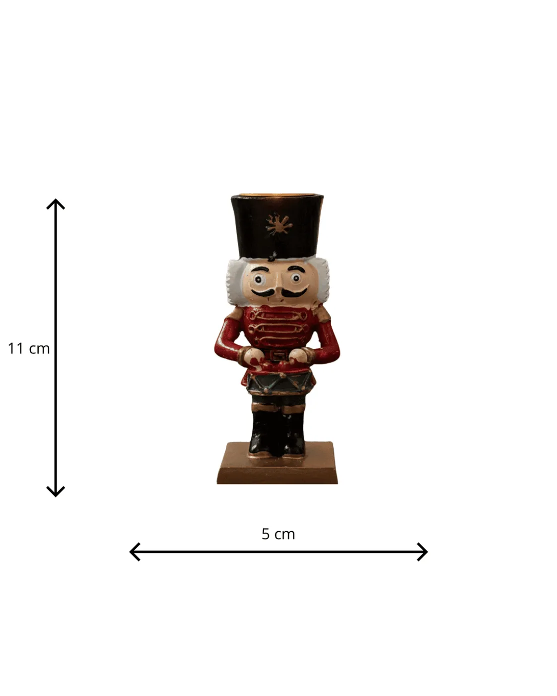 Porta-Vela Decorativo Soldado Quebra-Nozes Vintage Vermelho 11cm 2