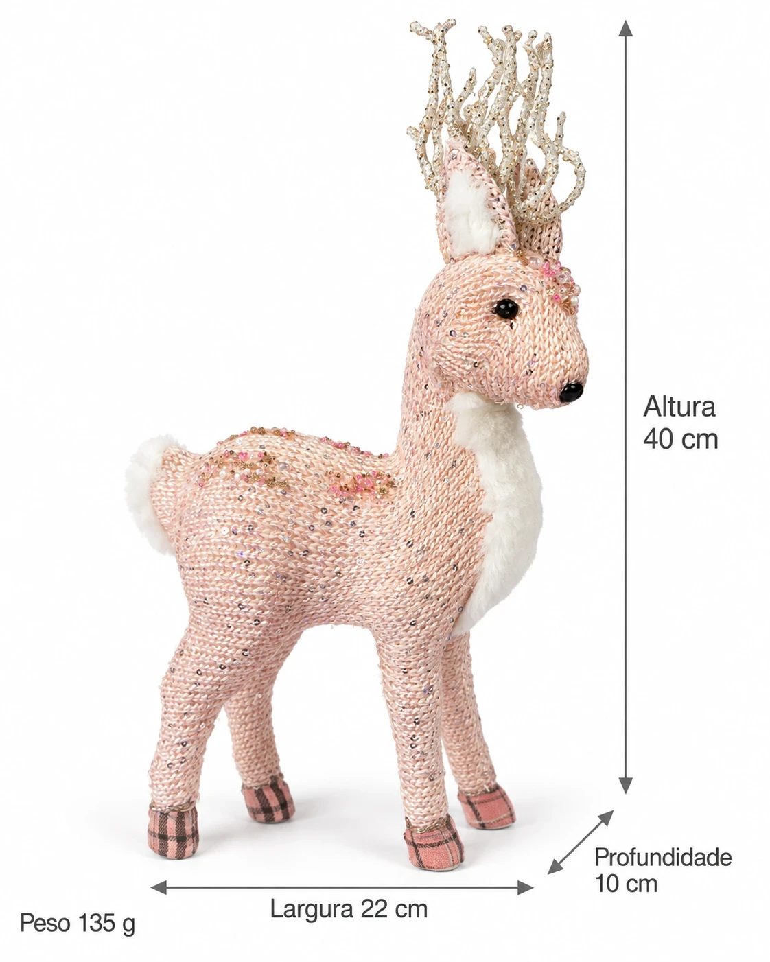 Rena Encanto Rosé com Chifres Brilhantes 40 cm 6