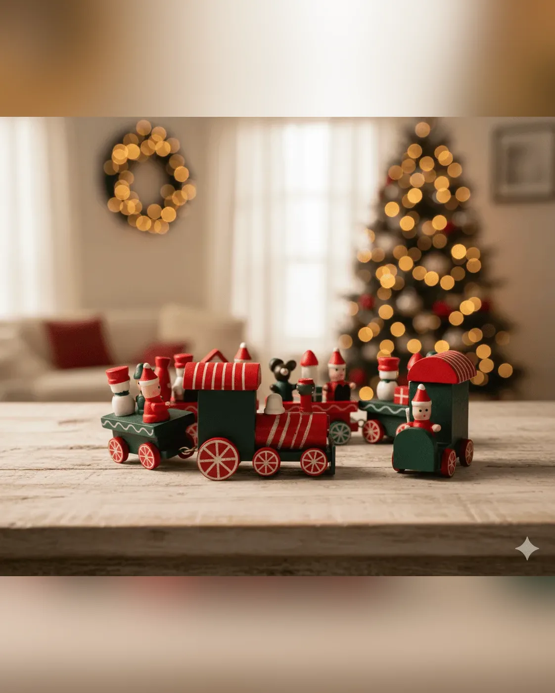 Trem de Natal Encantado com 7 Vagões 43 cm
