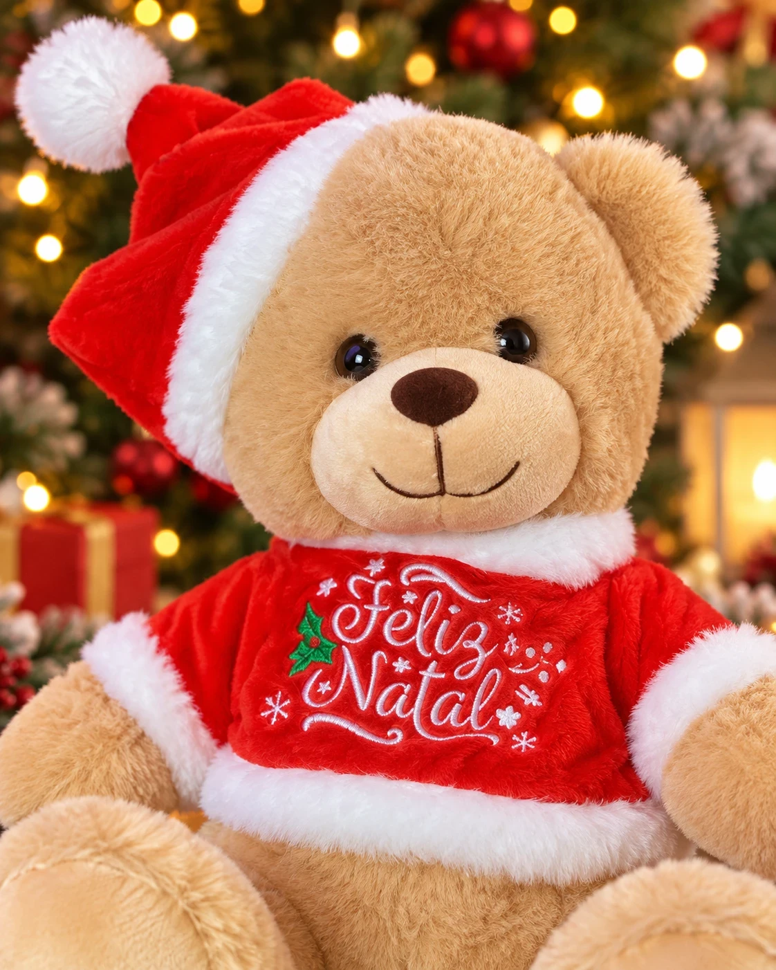 Urso de Pelúcia Natalino Feliz Natal 25 cm Vermelho 4