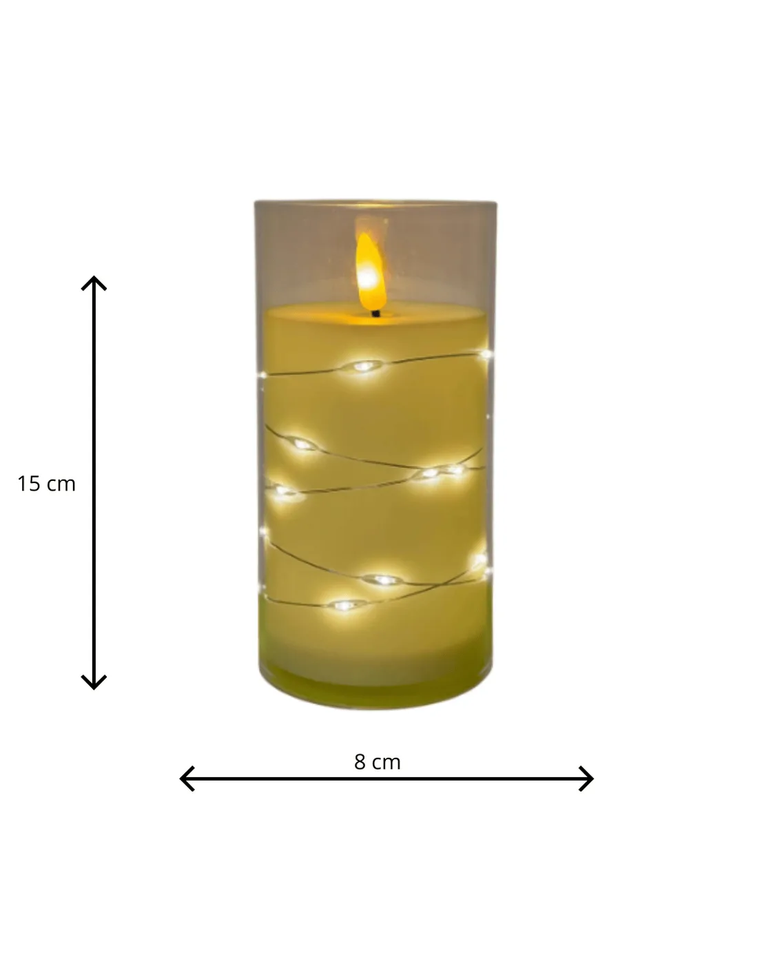Vela LED Decorativa em Vidro com Fio de Luz 15cm 3