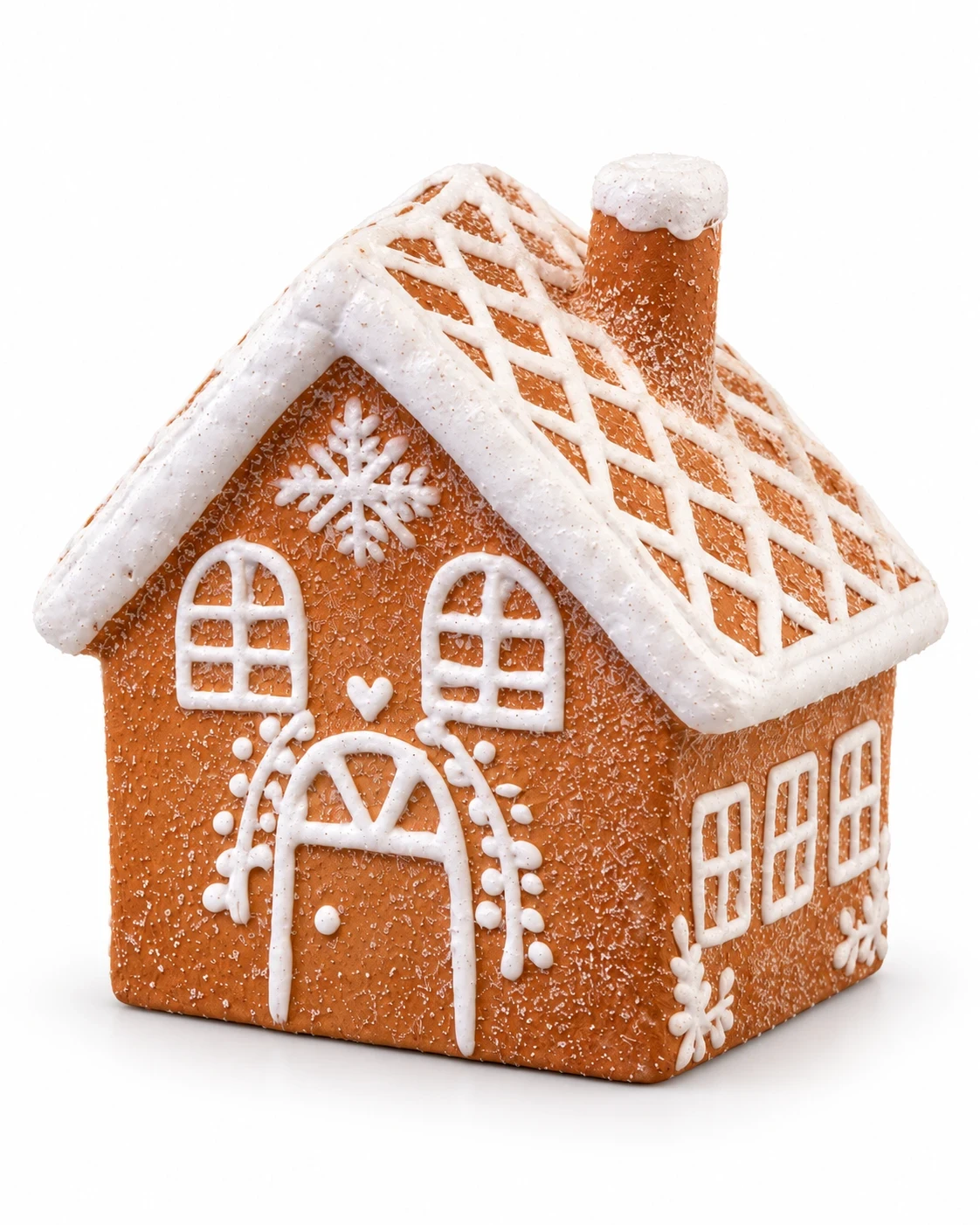 Casinha de Natal Gingerbread Marrom e Branca 15 cm 5