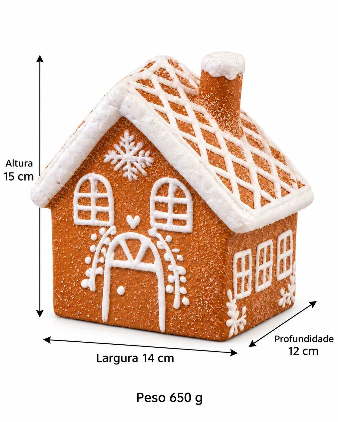 Casinha de Natal Gingerbread Marrom e Branca 15 cm 6