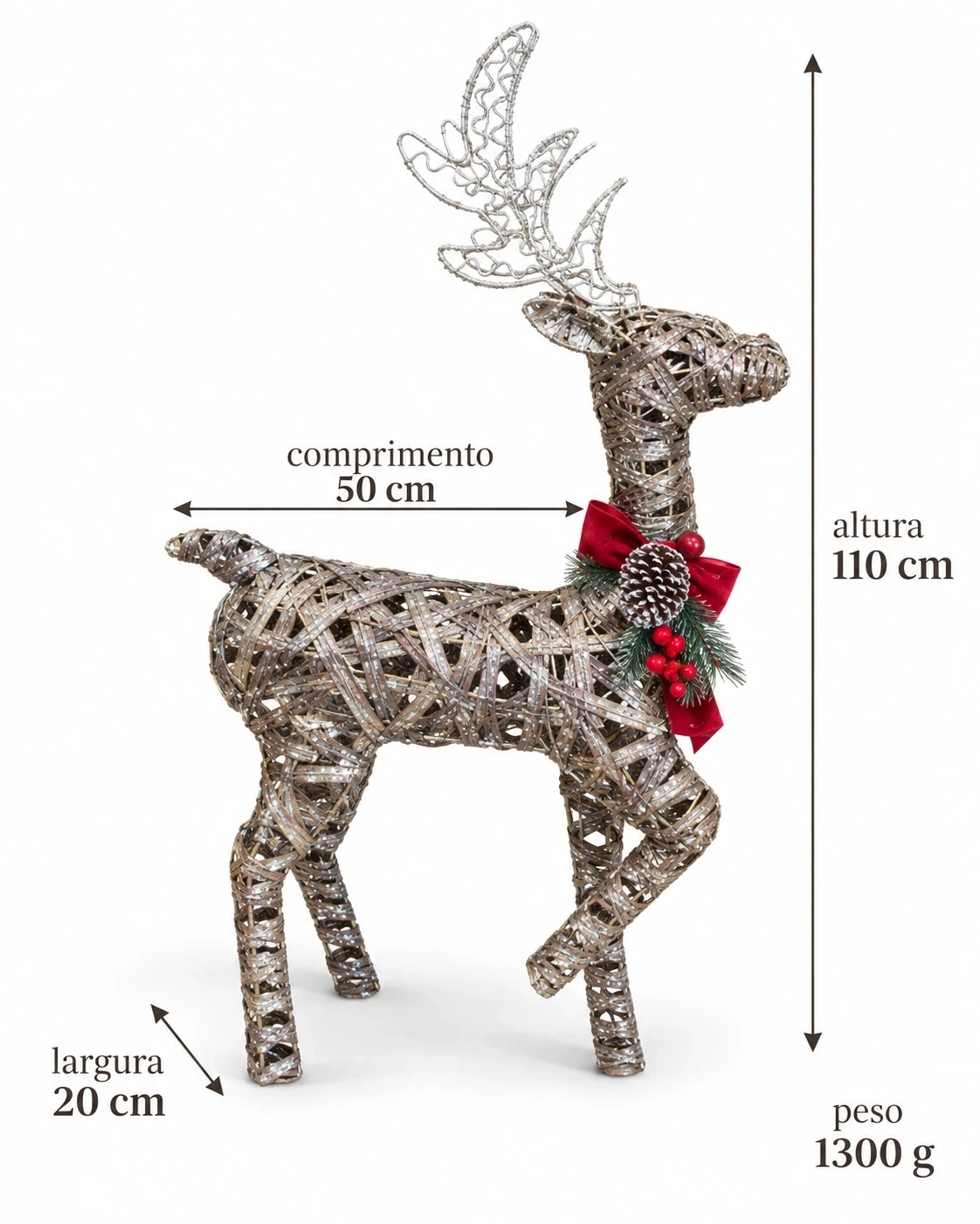 Rena de Natal Decorativa com LED 110cm Imponente 5
