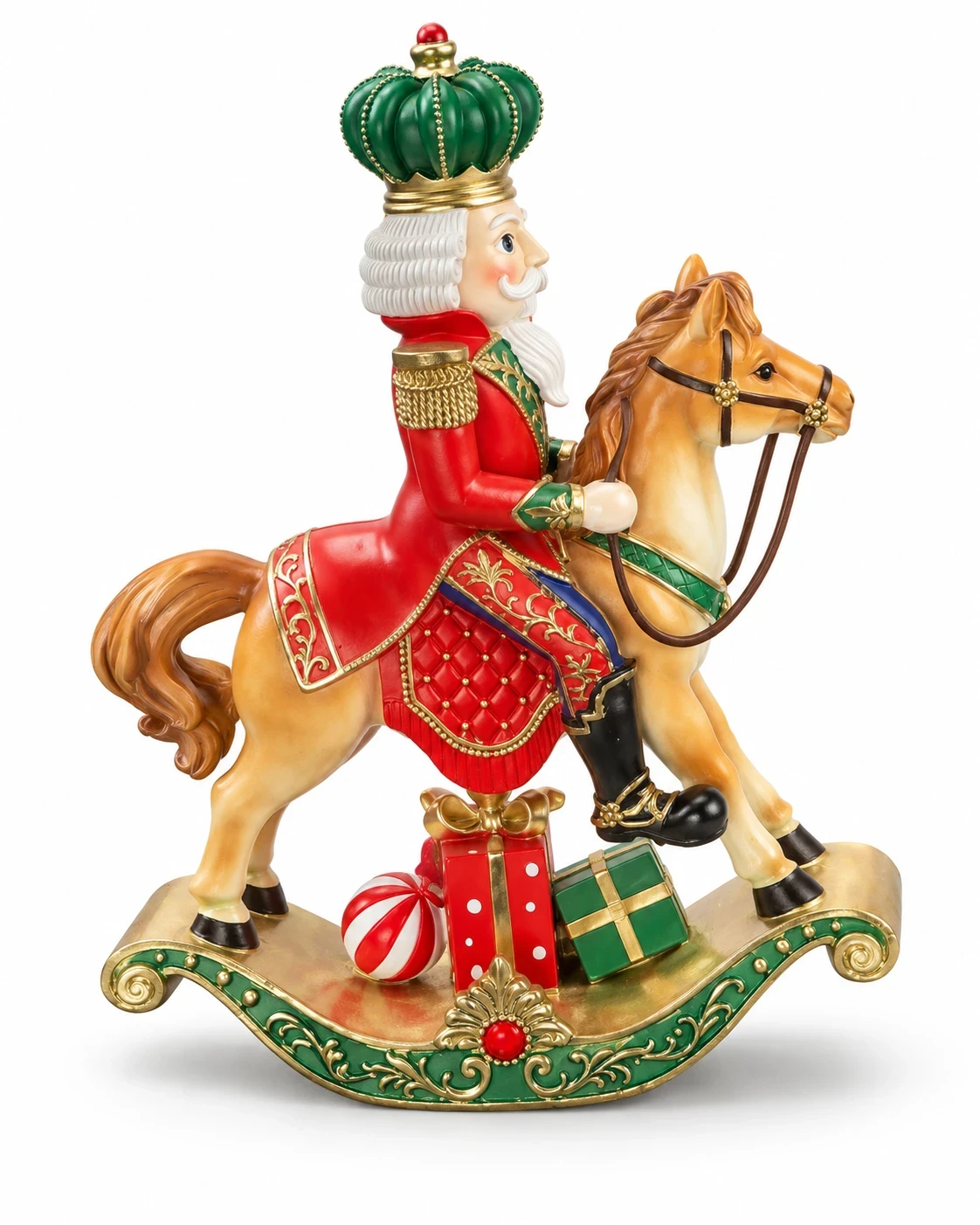 Enfeite Quebra-Nozes de Natal a Cavalo 30cm Vermelho/Dourado 4