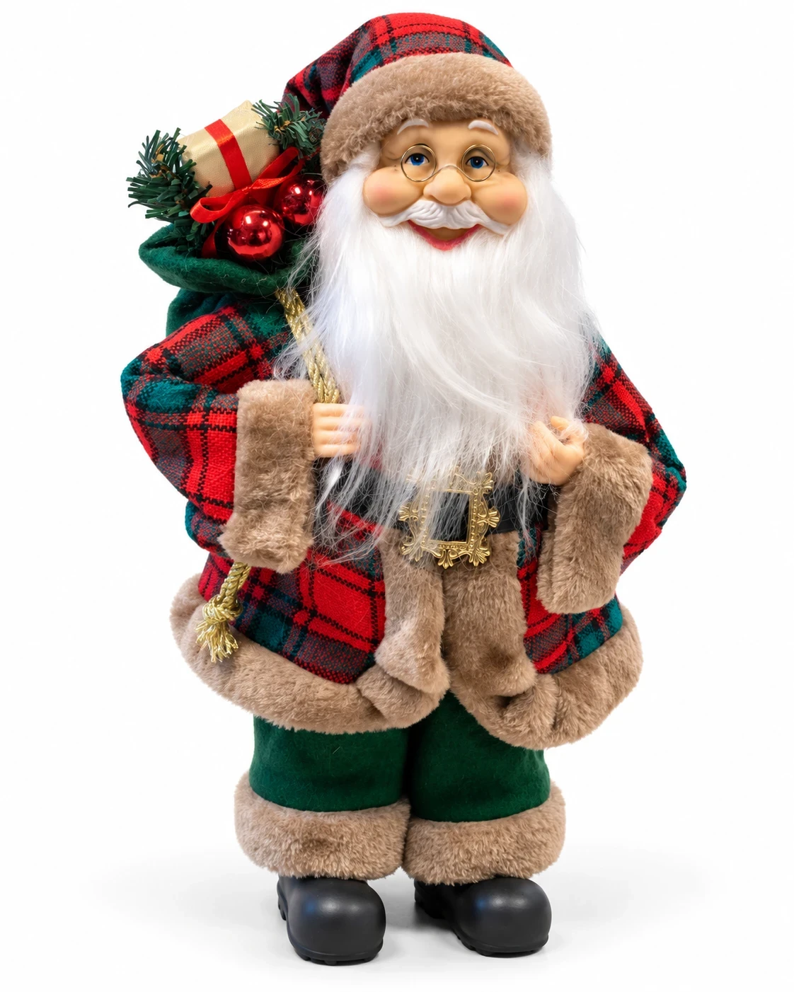 Papai Noel Bosque Escocês Xadrez com Presentes 40 cm 4