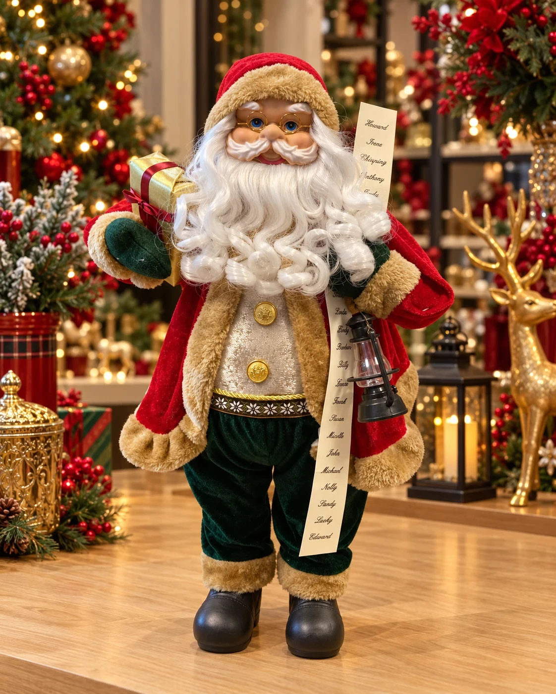 Papai Noel Natalino com Lista e Lampião 60 cm 1