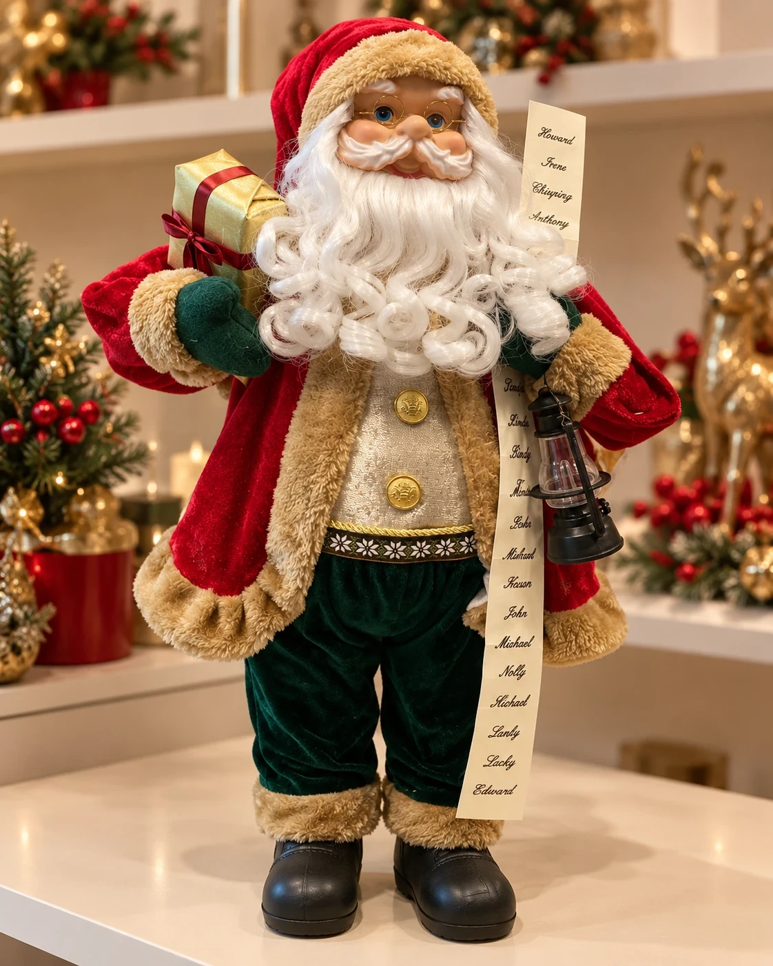 Papai Noel Natalino com Lista e Lampião 60 cm 4