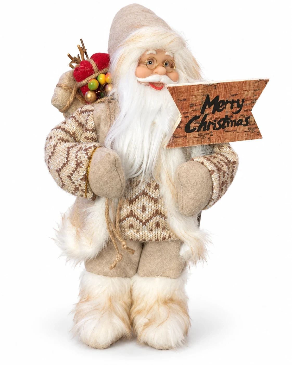 Papai Noel Natalino com Placa Merry Christmas 30 cm 5