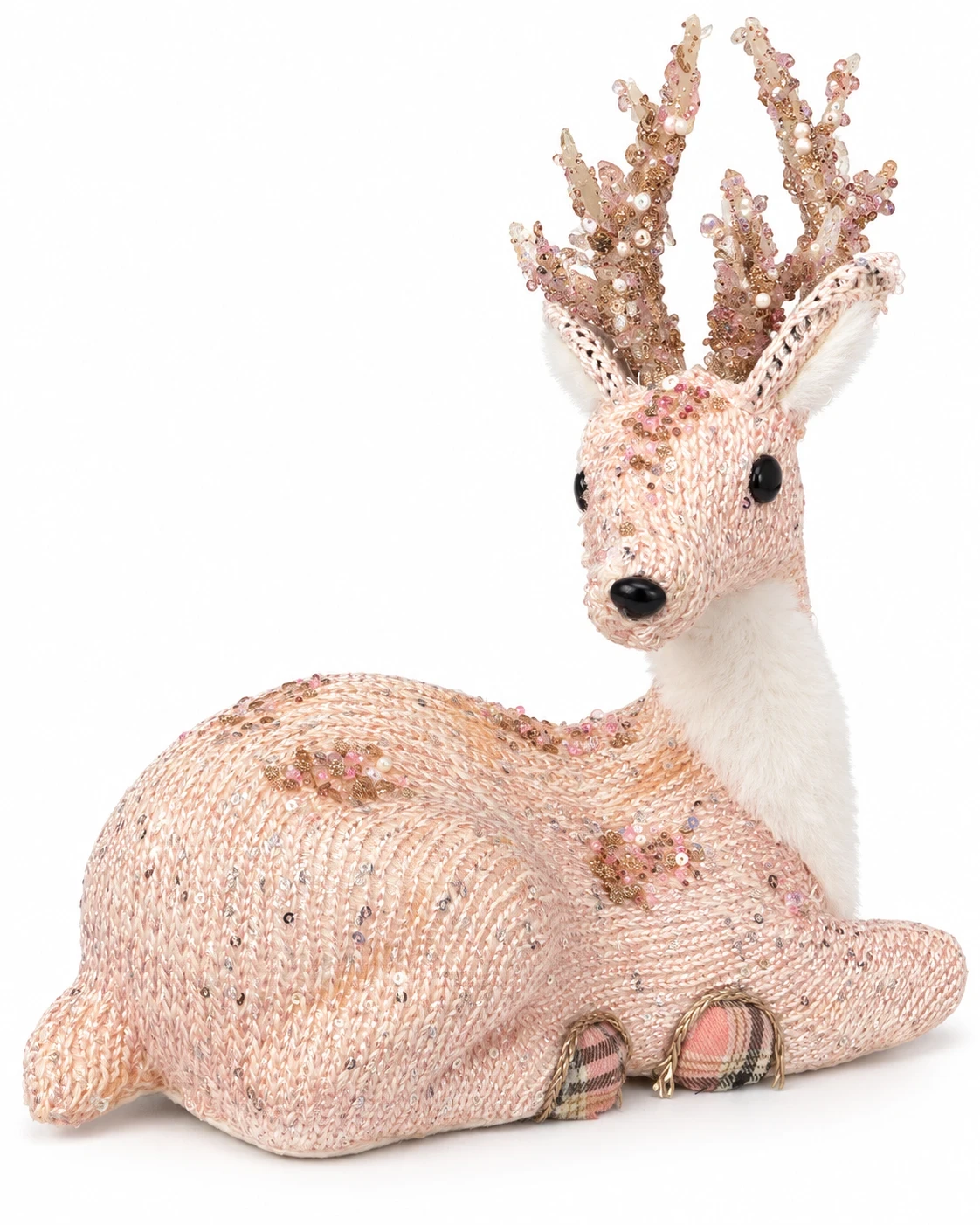 Rena Encanto Rosé Deitada com Chifres de Pérolas 27 cm 4