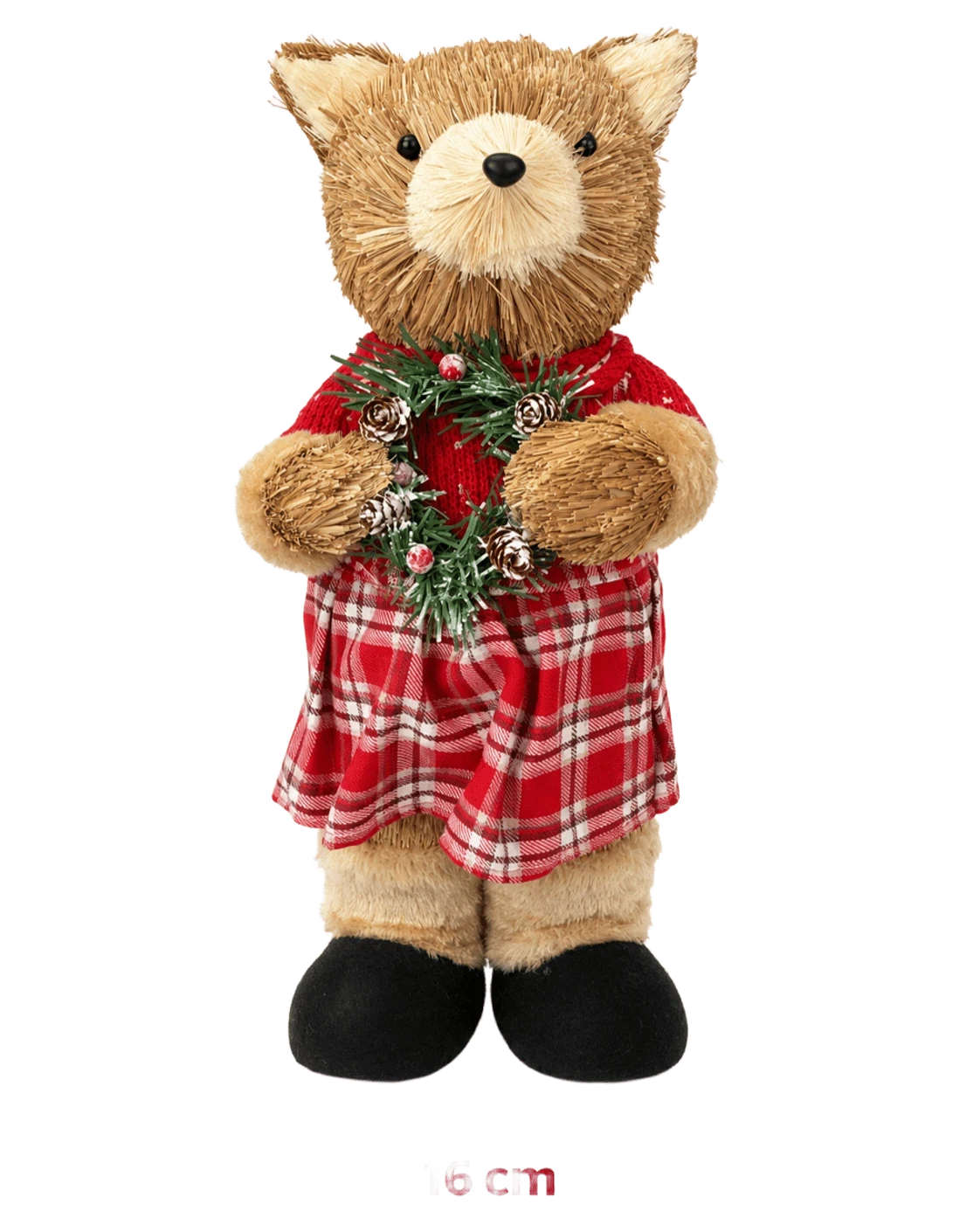 Urso Natalino Bosque Xadrez com Guirlanda 38 cm 5