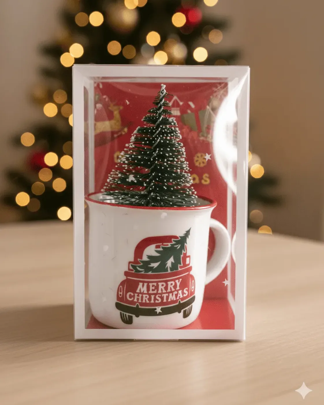 Enfeite Caneca de Metal Natalina com Árvore de Natal 10cm