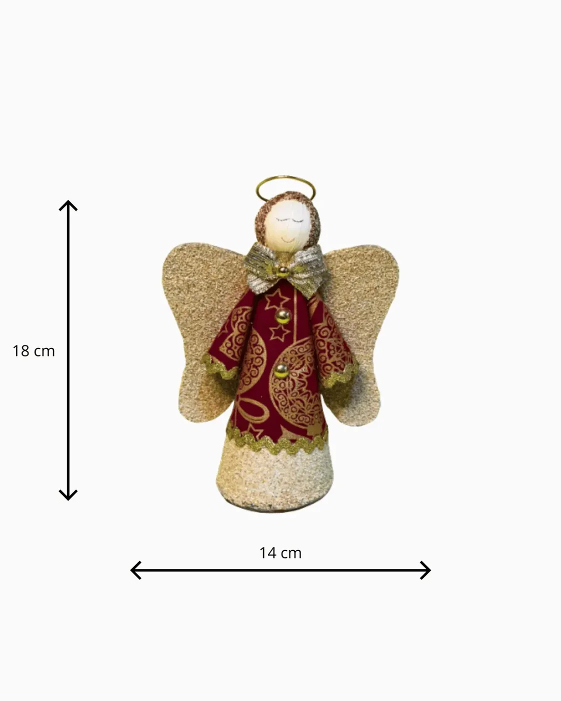 Enfeite de Árvore de Natal Anjo de Tecido Vermelho e Verde 18cm 3