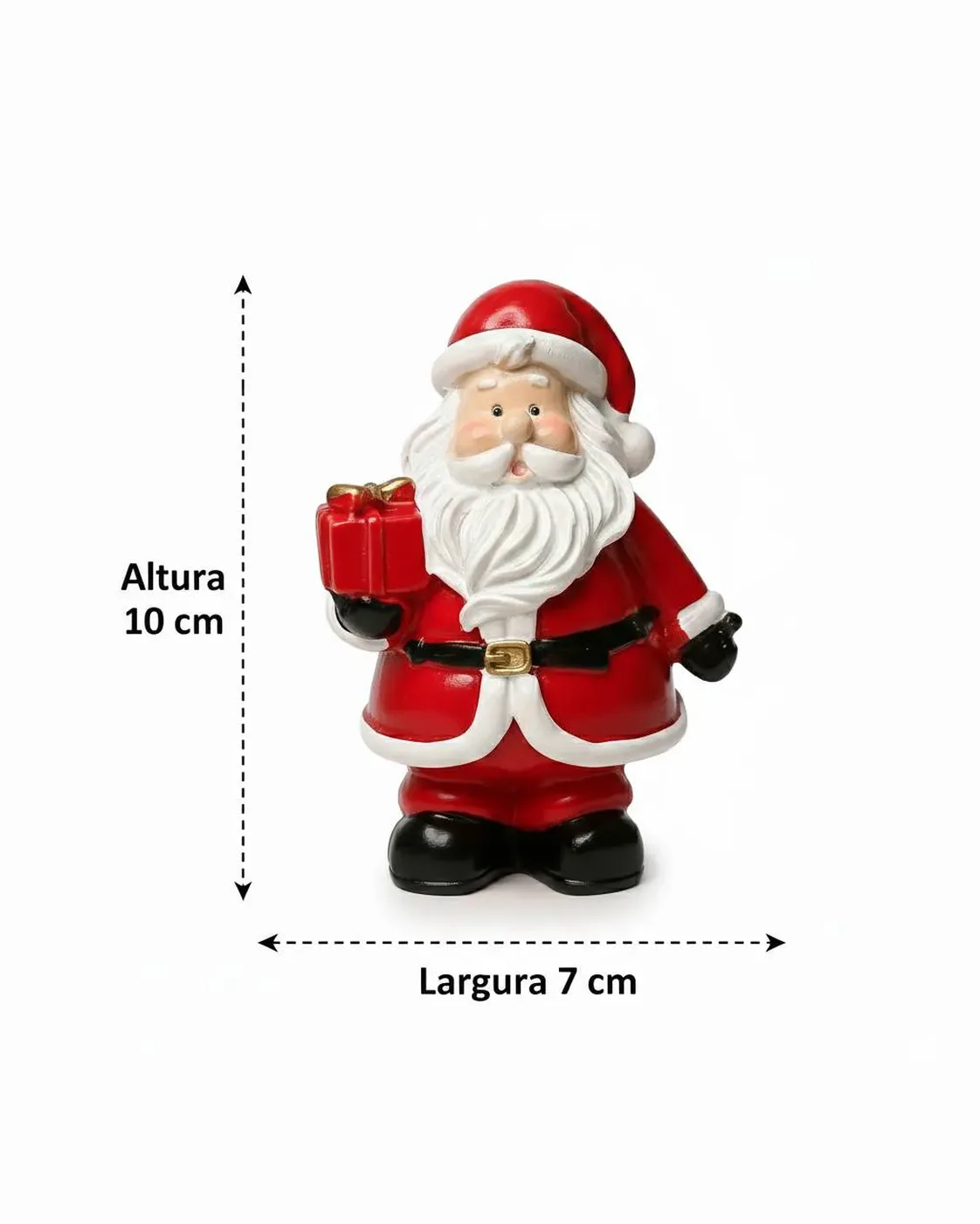 Enfeite Papai Noel Decorativo de Resina com Presente 10cm 4