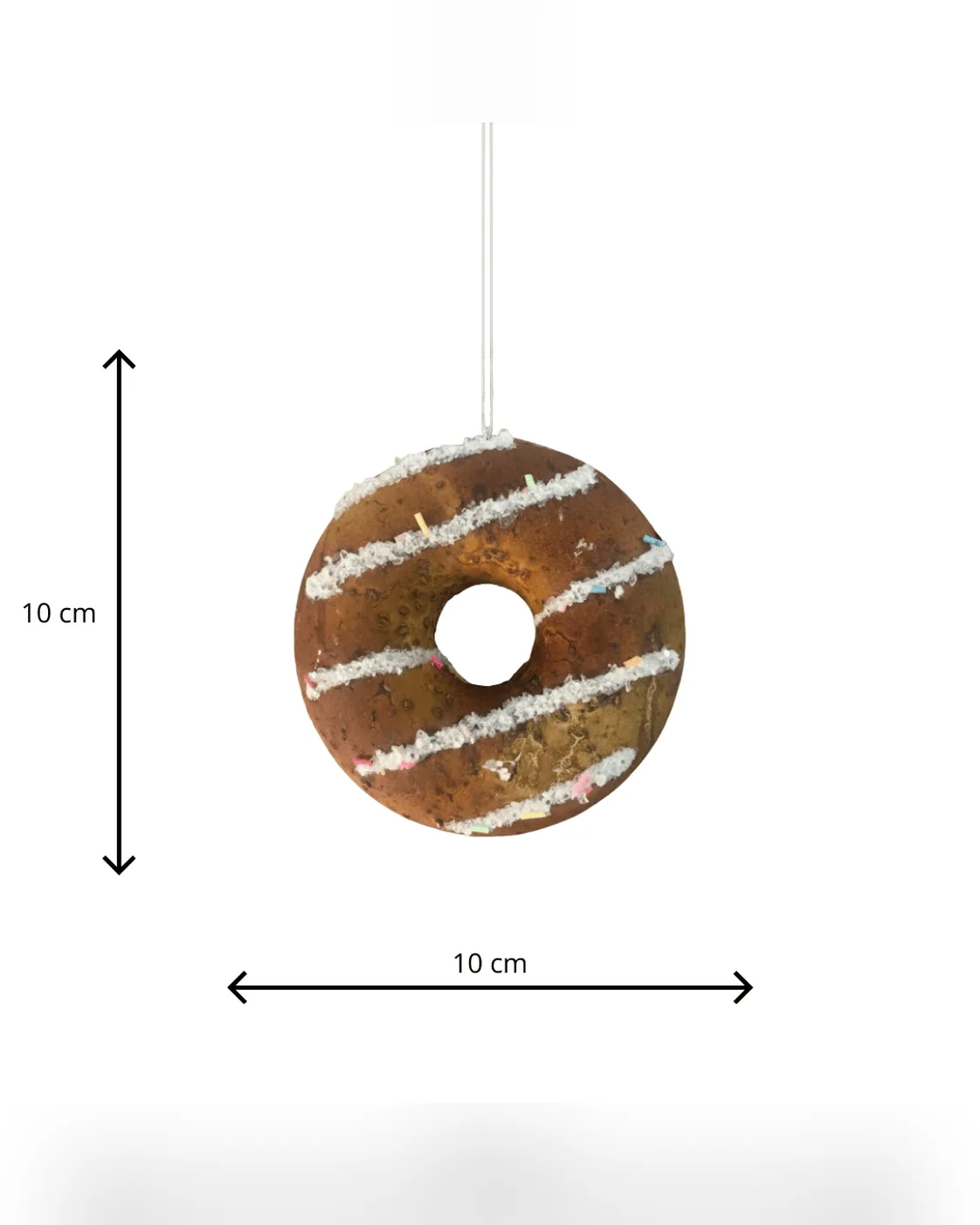 Enfeite Pendente de Árvore de Natal Donut Biscoito Marrom 10cm 2