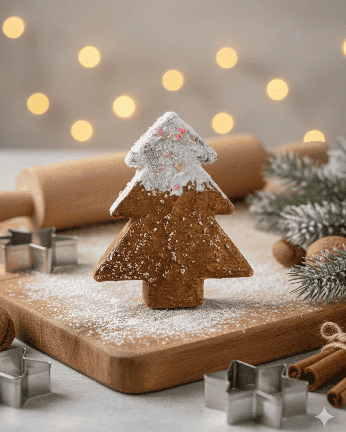 Enfeite Pendente de Árvore de Natal Pinheiro Biscoito Marrom 13cm 3